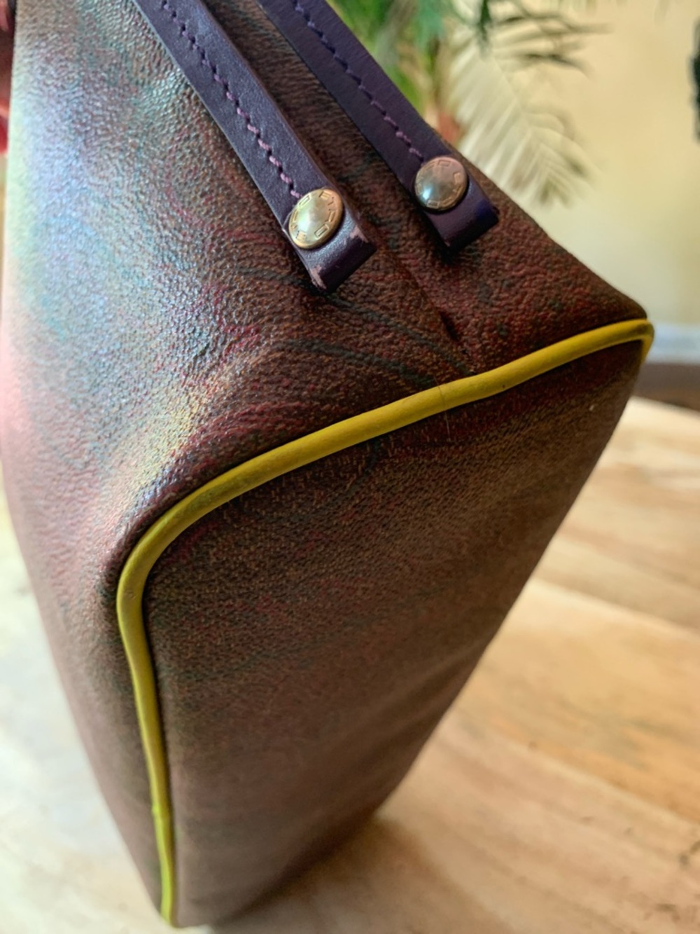 ETRO Paisley Shopping Tote with Pink Handles and Orange/Yellow Trim - Picture 13 of 17